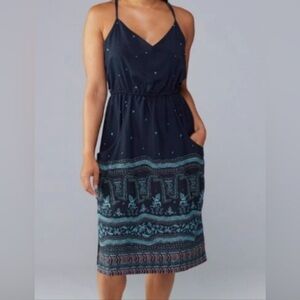 Patagonia Lost Wildflower XS Navy Printed Adjustable Spaghetti-Strap Dress